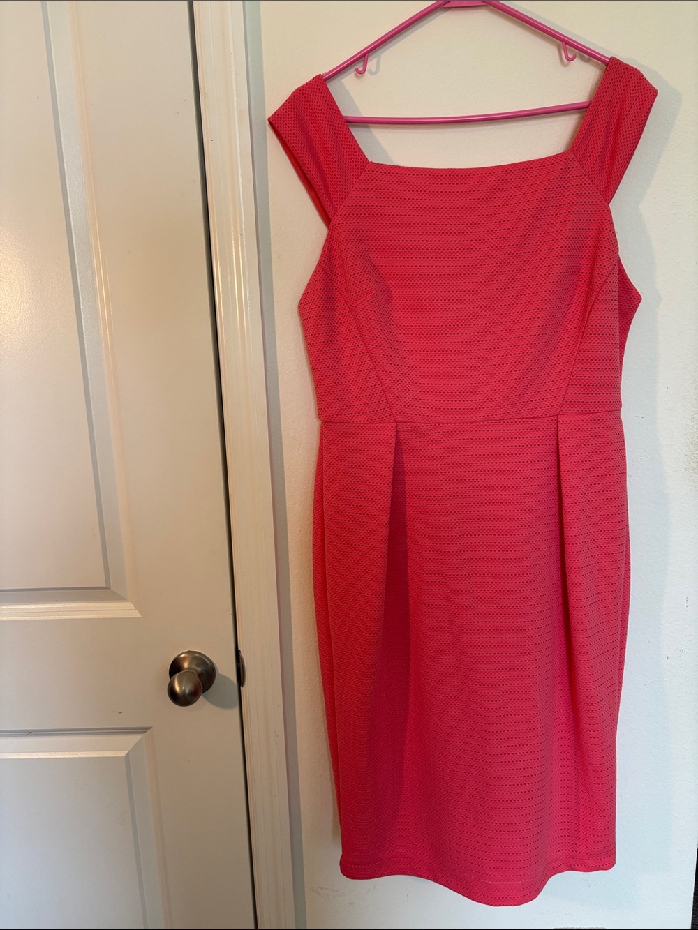 Bisou Bisou Square-Neck Midi Dress in Coral